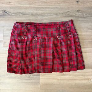 Vintage Le Metal Plaid Skirt D Ring Lip Service Sz L Mall Goth Alt Emo Grunge